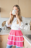 Charming Ruffled Apron with pink polka dots