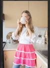 Charming Ruffled Apron with pink polka dots